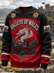 Men's Welsh Cultural Element Art Print Crew-Neck Sweatshirt