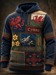 Men's Welsh Cultural Element Art Print Hooded Sweatshirt