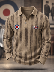 Men's UK Music Lover Mods Culture Printed long sleeve polo