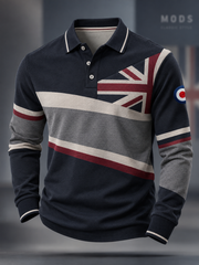 Men's UK Music Lover Mods Culture Printed long sleeve polo