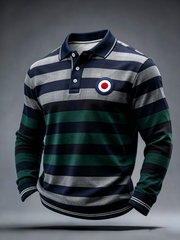 Men's UK Music Lover Mods Culture Printed long sleeve polo