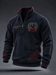 Men's Lest We Forget Print Zip-Up Hoodie