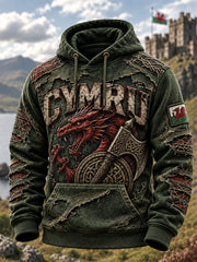 Men's Welsh Dragon Printed Hooded Sweatshirt