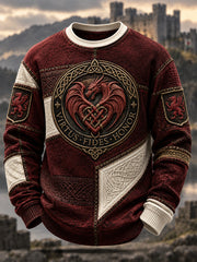 Men's Welsh Dragon Printed Waffle Long Sleeve T-Shirt