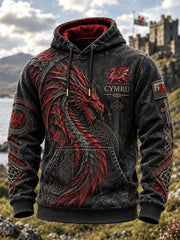 Men's Welsh Dragon Printed Hooded Sweatshirt