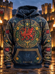 Men's Vintage Britsh Wales Printed Graphic Hoodie