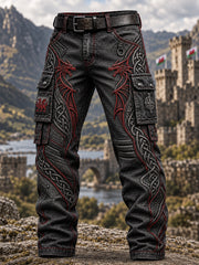 Men's Welsh Dragon Printed Casual Work Trousers