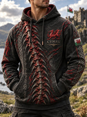 Men's Welsh Dragon Printed Hooded Sweatshirt