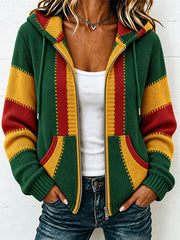 Women's Reggae Inspired Cozy Knit Hooded Cardigan