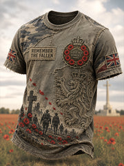 Men's British Veterans Remembrance Day Commemoration Short Sleeves T-Shirt