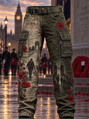 Men's British Veterans Remembrance Day Commemoration Casual Work Trousers