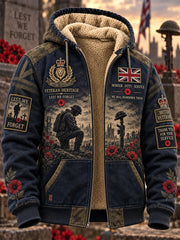 Men's Remembrance Day Lest We Forget Fleece-Lined Hooded Jacket