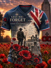 Men's British Veterans Remembrance Day Commemoration V-neck T-shirt