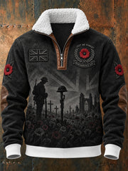 Men's Remembrance Day Lest We Forget Fleece-Lined Zipper Sweatshirt