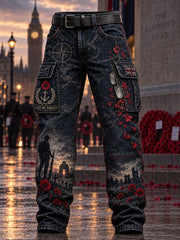 Men's British Veterans Remembrance Day Commemoration Casual Work Trousers
