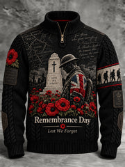 Men's Remembrance Day Lest We Forget Zipper Sweatshirt