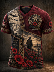 Men's British Veterans Remembrance Day Commemoration V-neck T-shirt