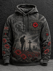 Men's Long-Sleeve Hoodie With Remembrance Day Commemorative Print