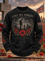 Men's Remembrance Day Print Waffle-Knit Long-Sleeve Top