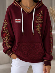 Women's England Lancashire Day Red Roses Art Printed Hoodie