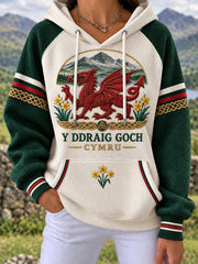 Women's Welsh Dragon Printed Hoodie