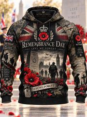 Men's Remembrance Day Lest We Forget  Hooded Sweatshirt