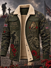 Men's Fleece-Lined Jacket With Remembrance Day-Themed Print