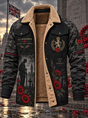 Men's Fleece-Lined Jacket With Remembrance Day-Themed Print