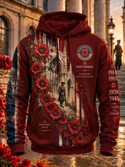 Men's Oversized British Remembrance Day Printed Hoodie