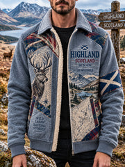 Men's Vintage Scottish St Andrew's Day Printed Composite Fleece Jacket