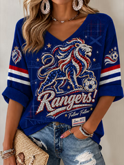 Women's Rangers Football Lover Printed Waffle T-shirt