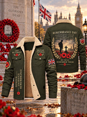 Men's Fleece-Lined Hoodie With Remembrance Day Veteran-Themed Print