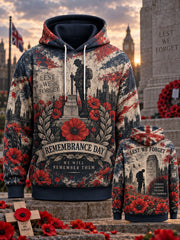 Men's Remembrance Day Veteran-Themed Graphic Hoodie