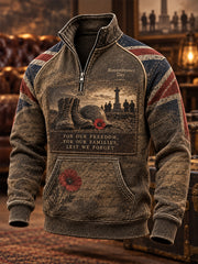 Men's Remembrance Day Lest We Forget Stand-Up Collar Zip-Up Hoodie
