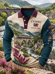 Men's Vintage British Wales Printed Polo Shirt