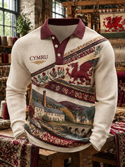 Men's Vintage British Wales Printed Polo Shirt