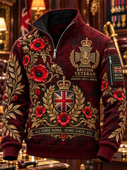 Men's Remembrance Day Lest We Forget Print Zip-Up Hoodie