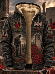 Men's Veteran Memorial Graphic Print Zip-Up Long-Sleeve Hoodie