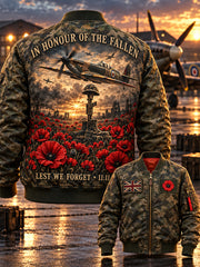 Men's Remembrance Day Lest We Forget Print Zipper Jacket
