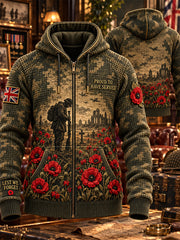 Men's Remembrance Day Lest We Forget Print Zipper Jacket