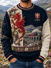 Men's Vintage British Wales Printed Imitation Sweater