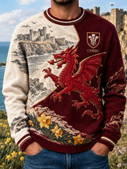 Men's Vintage British Wales Printed Imitation Sweater
