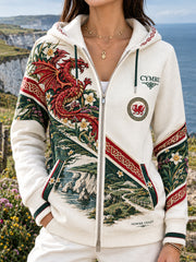 Women's Vintage British Wales Printed Hoodie