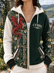 Women's Vintage British Wales Printed Hoodie