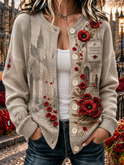 Women's British Remembrance Day Printed Waffle Coat