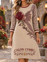 Women's Welsh Red Dragon Printed Midi Dress