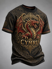 Men's Welsh Red Dragon Printed Short-Sleeve T-Shirt