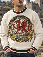 Men's Welsh Red Dragon Printed Crew Neck Sweatshirt