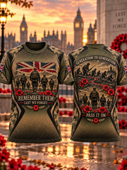 Men's Remembrance Day Lest We Forget  short sleeves t-shirt