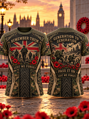 Men's Remembrance Day Lest We Forget  short sleeves t-shirt